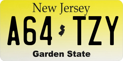 NJ license plate A64TZY