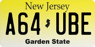 NJ license plate A64UBE