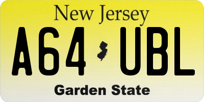 NJ license plate A64UBL