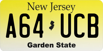 NJ license plate A64UCB