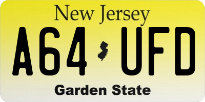 NJ license plate A64UFD