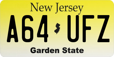 NJ license plate A64UFZ
