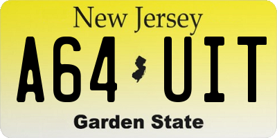 NJ license plate A64UIT