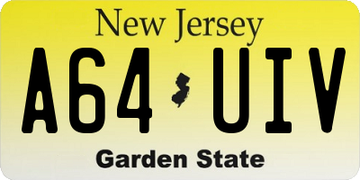 NJ license plate A64UIV