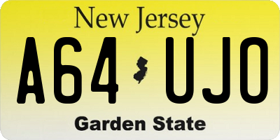 NJ license plate A64UJO