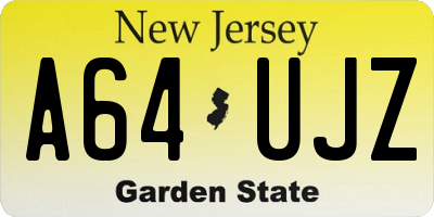 NJ license plate A64UJZ