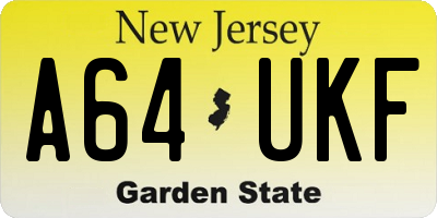 NJ license plate A64UKF