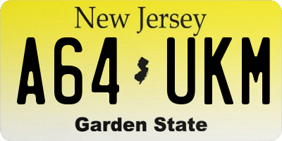 NJ license plate A64UKM