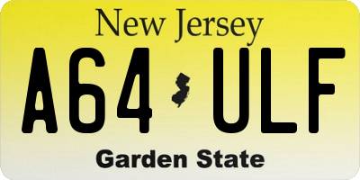 NJ license plate A64ULF