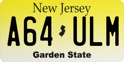 NJ license plate A64ULM
