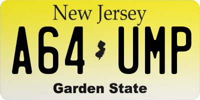 NJ license plate A64UMP