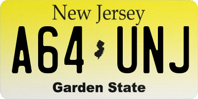 NJ license plate A64UNJ