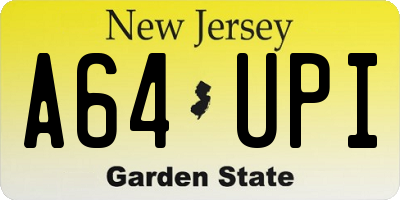 NJ license plate A64UPI
