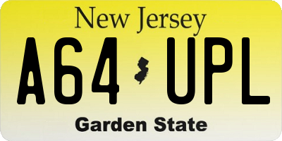 NJ license plate A64UPL