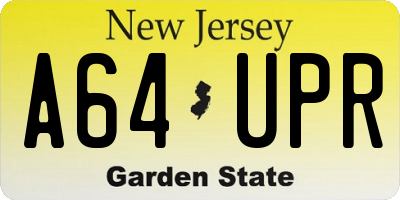 NJ license plate A64UPR