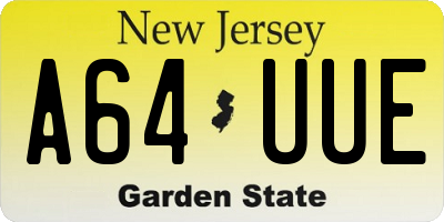 NJ license plate A64UUE