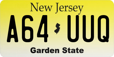 NJ license plate A64UUQ