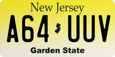 NJ license plate A64UUV