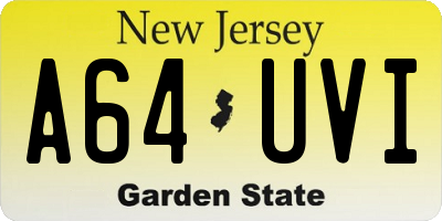 NJ license plate A64UVI