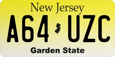 NJ license plate A64UZC