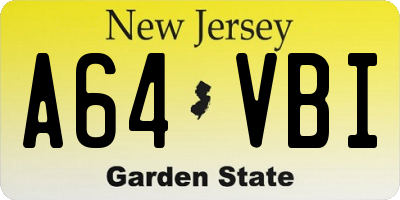 NJ license plate A64VBI