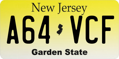 NJ license plate A64VCF