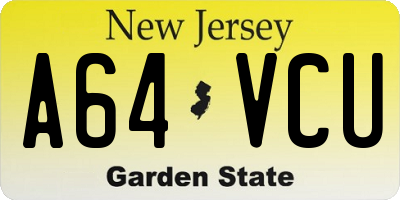 NJ license plate A64VCU