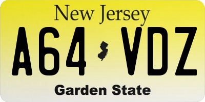 NJ license plate A64VDZ