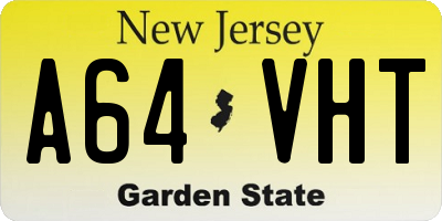 NJ license plate A64VHT