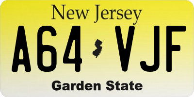 NJ license plate A64VJF