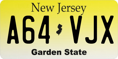 NJ license plate A64VJX
