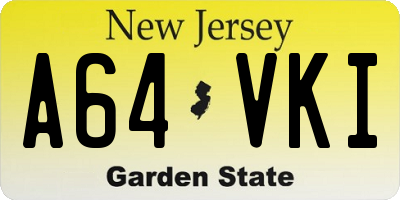 NJ license plate A64VKI
