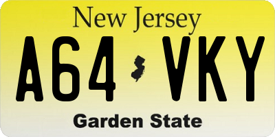 NJ license plate A64VKY