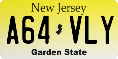 NJ license plate A64VLY