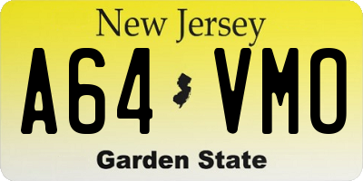 NJ license plate A64VMO
