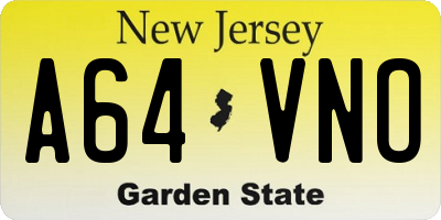 NJ license plate A64VNO