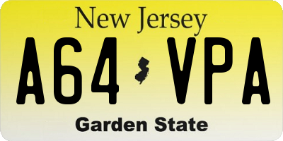 NJ license plate A64VPA