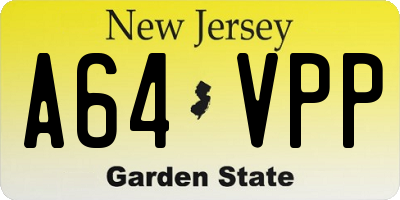NJ license plate A64VPP