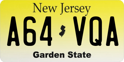 NJ license plate A64VQA