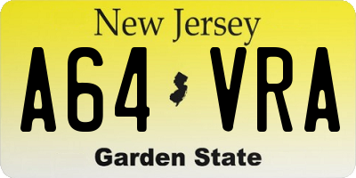 NJ license plate A64VRA