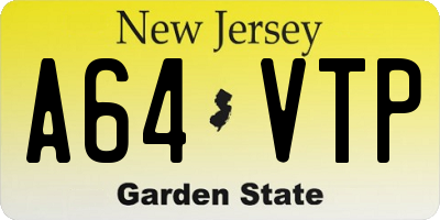 NJ license plate A64VTP
