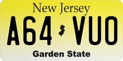 NJ license plate A64VUO