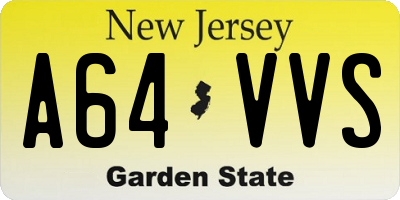 NJ license plate A64VVS