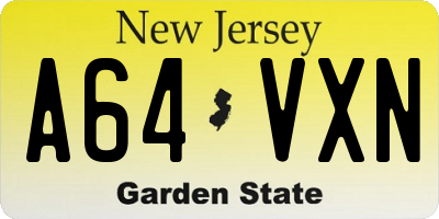 NJ license plate A64VXN