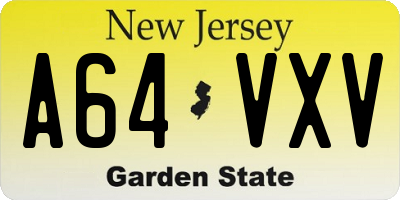 NJ license plate A64VXV