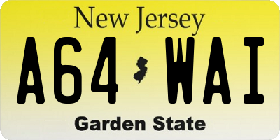 NJ license plate A64WAI