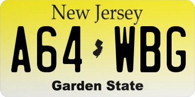 NJ license plate A64WBG
