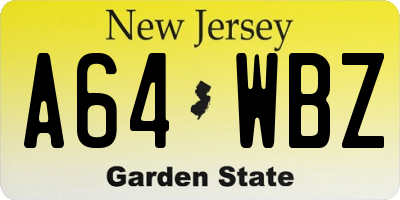 NJ license plate A64WBZ