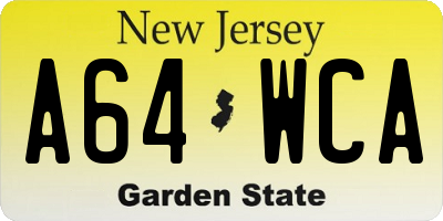 NJ license plate A64WCA