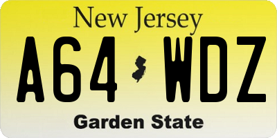 NJ license plate A64WDZ